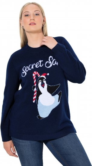 Ulla Popken Christmas Motif Classic Fit Sweater Navy - Sweatshirts & hoodies - 