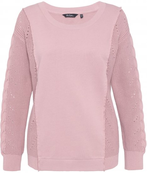 Ulla Popken Mixed Knit Patch Look Sweatshirt Old Pink - Sweatshirts & hoodies - 