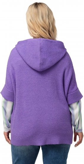 Ulla Popken Fuzzy Knit Short Sleeve Hoodie Pale Lilac - Sweatshirts & hoodies - 