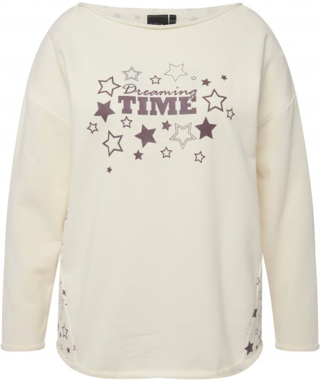 Ulla Popken Dreaming Time Long Sleeve Sweatshirt Chalk - Sweatshirts & hoodies - 