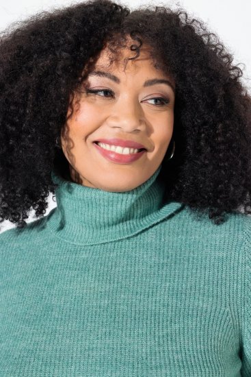 Ulla Popken Asymmetric Zipper Turtleneck Sweater Green - Sweatshirts & hoodies - Sweats, hoodies et mailles douillets