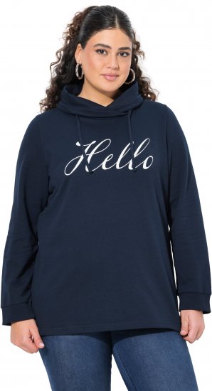 Ulla Popken HELLO Classic Fit Stand-Up Collar Sweatshirt Navy - Sweatshirts & hoodies - 