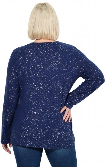 Ulla Popken Metallic Print Extra Soft Christmas Sweatshirt Ink Blue - Sweatshirts & hoodies - 