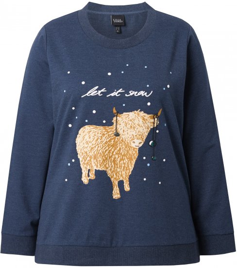 Ulla Popken Let It Snow Sequins Sweatshirt Ink Blue - Sweatshirts & hoodies - 