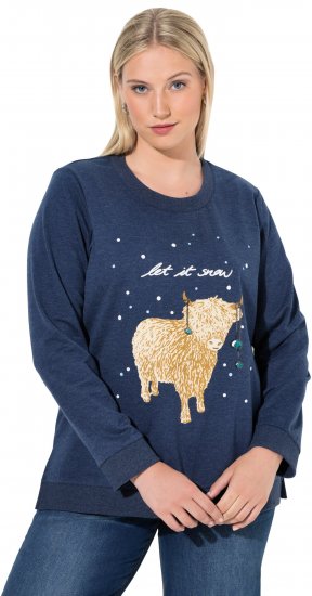 Ulla Popken Let It Snow Sequins Sweatshirt Ink Blue - Sweatshirts & hoodies - 