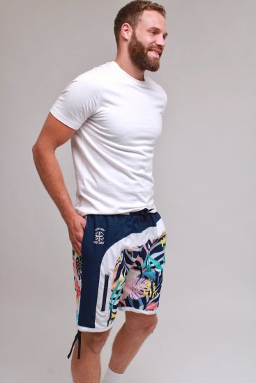 Kam Jeans 3018 Panelled Floral Swimshorts Navy - Maillots de bain - Maillots/Shorts de bain Grande Taille pour Hommes 