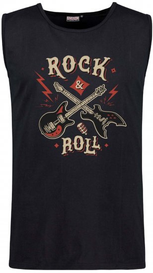 Adamo Motiv Rock and Roll Tank Top Black - T-shirts sans manches - T-shirts Sans Manches Homme Grandes Tailles