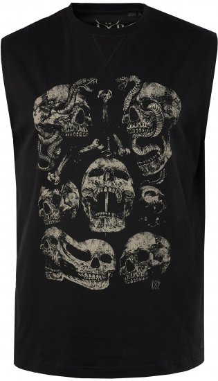 JP1880 Tanktop Skulls Black - T-shirts - T-shirts Homme Grande Taille