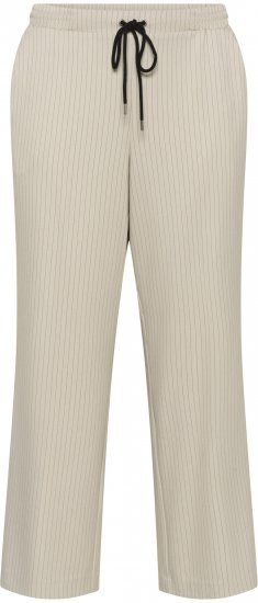 Kaffe Curve Sirana Pants Beige Melange/Black Stripe - Pantalons en tissu - 