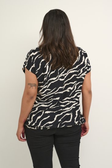 Kaffe Curve Sonna Stanley Top Noir/Antique Imprimé zèbre - T-shirts - 