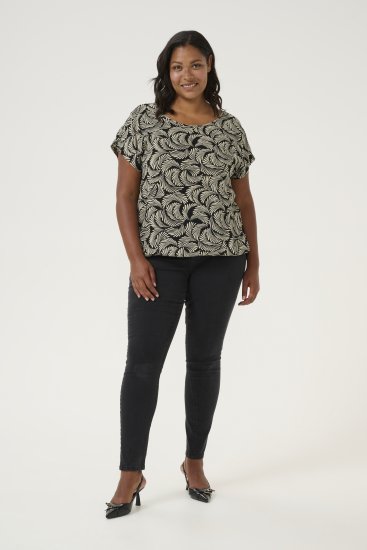 Kaffe Curve Sonna Stanley Top Noir profond/Blanc cassé imprimé - T-shirts - 