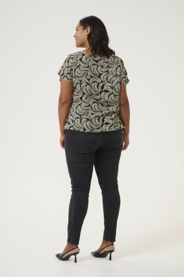 Kaffe Curve Sonna Stanley Top Noir profond/Blanc cassé imprimé - T-shirts - 
