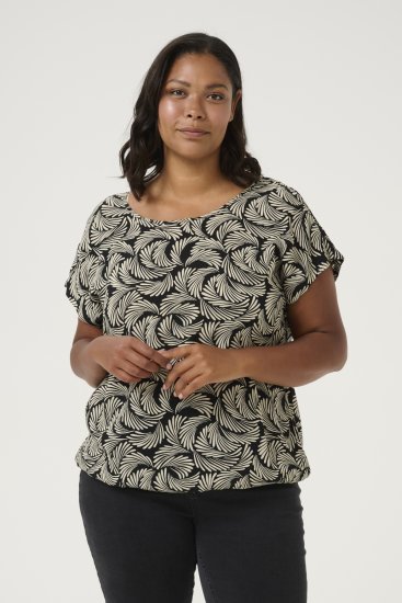Kaffe Curve Sonna Stanley Top Noir profond/Blanc cassé imprimé - T-shirts - 
