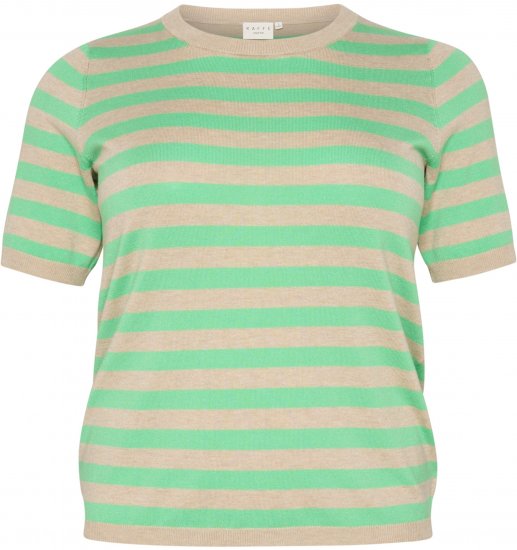 Kaffe Curve Lizzy Pull rayé Gris plume chiné/Vert - T-shirts imprimés pour femme - 