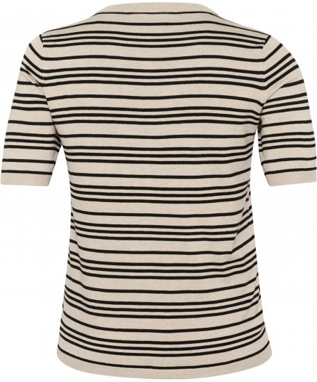 Kaffe Curve Lizzy Pull rayé Beige/Noir rayé - T-shirts imprimés pour femme - 