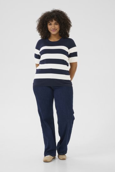 Kaffe Curve Lizzy rayured Pull Midnight/Chalk rayure - T-shirts - 