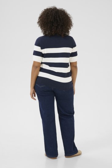 Kaffe Curve Lizzy rayured Pull Midnight/Chalk rayure - T-shirts - 