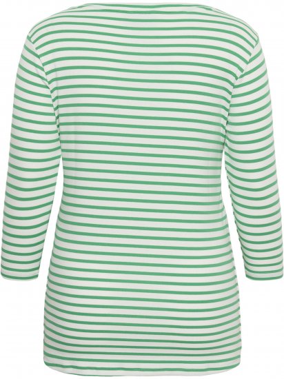 Kaffe Curve Lia Boatneck 3/4 T-Shirt Chalk/Bright Green - T-shirts et tops - 