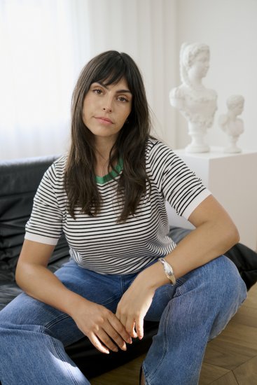 Kaffe Curve Lizzy Knit T-Shirt Chalk/Black Fine Stripe - T-shirts - 