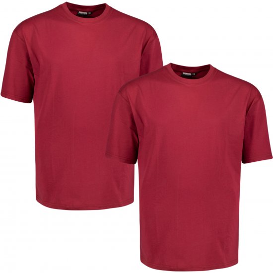 Adamo 129420 Comfort Fit Twin Pack T-Shirt Red - T-shirts sans impression - 