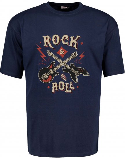 Adamo Rock and Roll Comfort Fit T-Shirt Navy - T-shirts avec impression - 