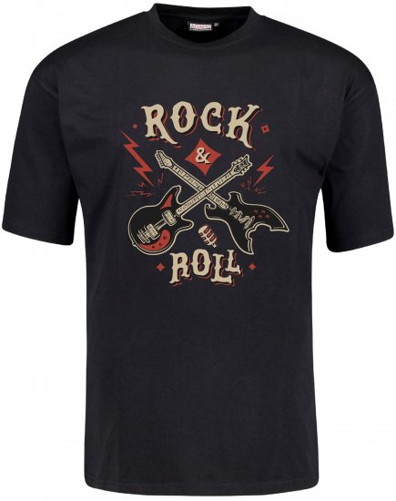 Adamo Rock and Roll Comfort Fit T-Shirt Black - T-shirts avec impression - 