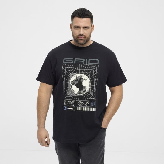 North Latitude 53333 Grid Printed T-Shirt Black - T-shirts - T-shirts Homme Grande Taille