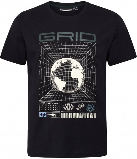 North Latitude 53333 Grid Printed T-Shirt Black - T-shirts - T-shirts Homme Grande Taille