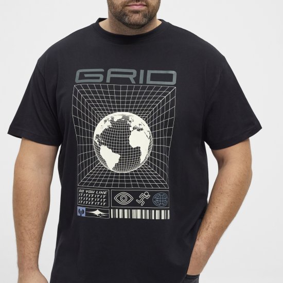 North Latitude 53333 Grid Printed T-Shirt Black - T-shirts - T-shirts Homme Grande Taille