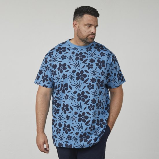 North Latitude 61123 T-Shirt Imprimé All Over Bleu Moyen - T-shirts - T-shirts Homme Grande Taille