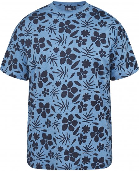 North Latitude 61123 T-Shirt Imprimé All Over Bleu Moyen - T-shirts - T-shirts Homme Grande Taille