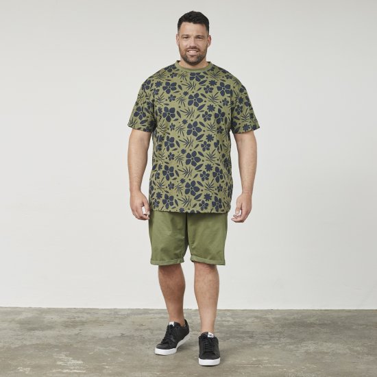 North Latitude 61123 T-Shirt Imprimé All Over Vert Olive - T-shirts - T-shirts Homme Grande Taille