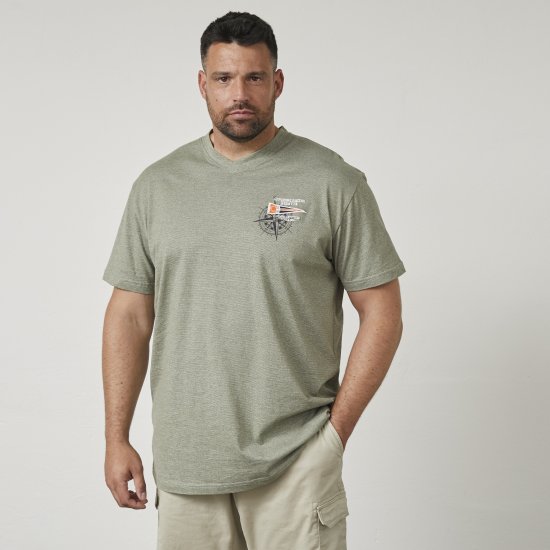 North Latitude 61124 T-Shirt Rayé Vert Olive - T-shirts - T-shirts Homme Grande Taille