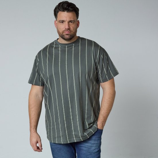 North Latitude 61319 T-Shirt Rayé Vert Poussière Foncé - T-shirts - T-shirts Homme Grande Taille