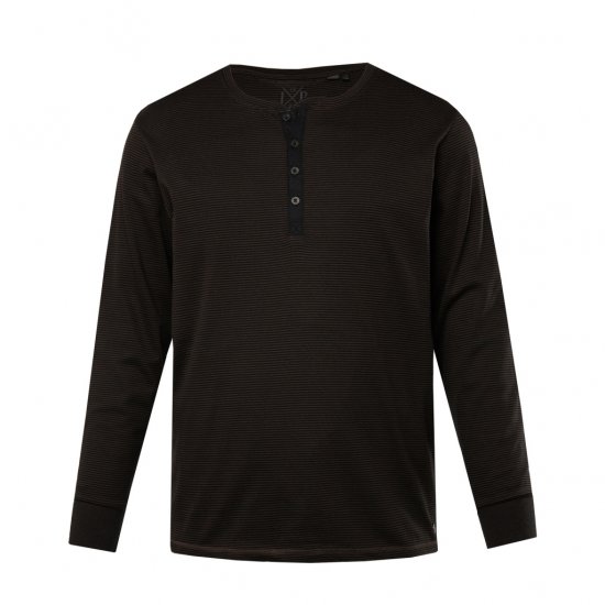 JP1880 T-Shirt Henley Long Sleeve Striped Brown TALL - VÊTEMENTS HOMME MT-6XLT - Vêtements Tall Homme