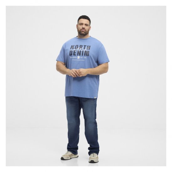 North Latitude Denim Printed Logo T-Shirt Dusty Blue - T-shirts - T-shirts Homme Grande Taille