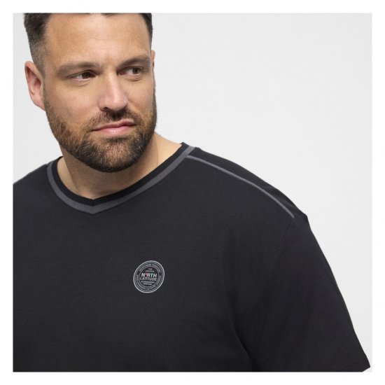 North Latitude Pyjama T-Shirt V-Neck Short Sleeve Black - Pyjamas/vêtements de détente - Pyjamas Grande Taille pour Hommes