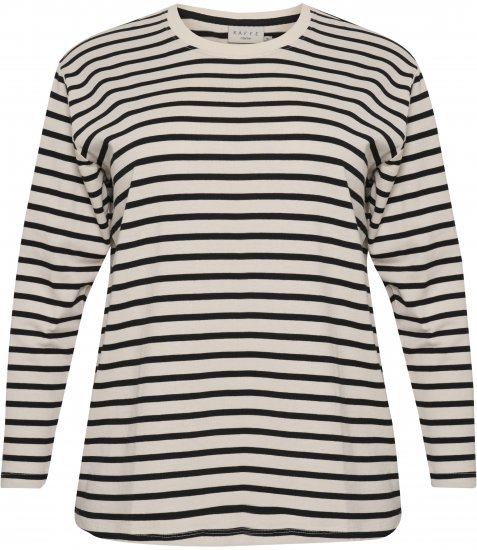 Kaffe Curve Winni Manches longues T-shirt Blanc cassé/Noir rayure - T-shirts - 
