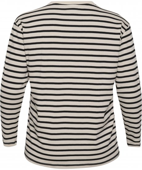 Kaffe Curve Winni Manches longues T-shirt Blanc cassé/Noir rayure - T-shirts - 
