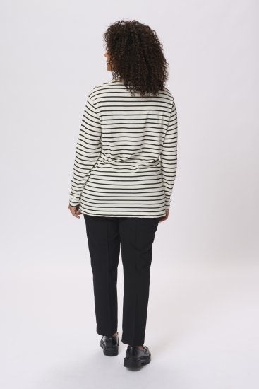 Kaffe Curve Winni Manches longues T-shirt Blanc cassé/Noir rayure - T-shirts - 