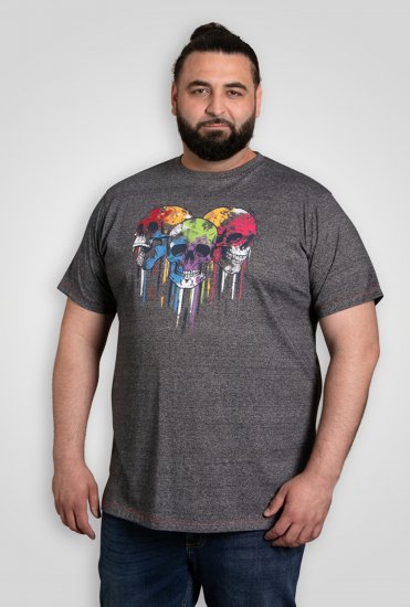 D555 Coalville T-Shirt Skulls with Colored Drips Navy Twist - T-shirts - T-shirts Homme Grande Taille