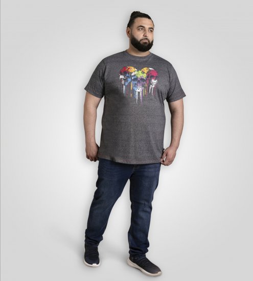 D555 Coalville T-Shirt Skulls with Colored Drips Navy Twist - T-shirts - T-shirts Homme Grande Taille