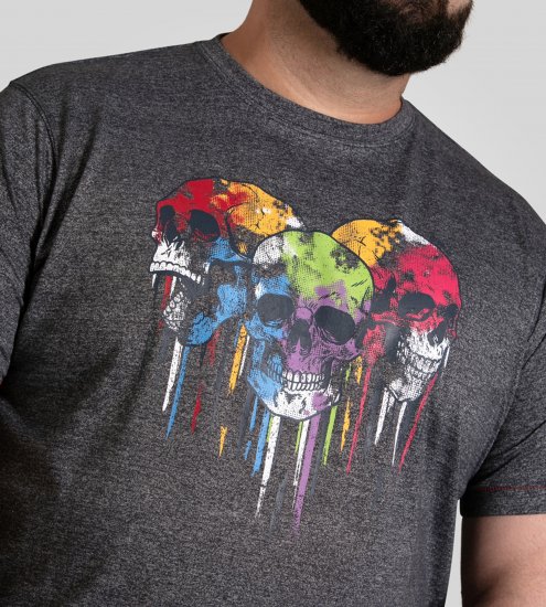 D555 Coalville T-Shirt Skulls with Colored Drips Navy Twist - T-shirts - T-shirts Homme Grande Taille
