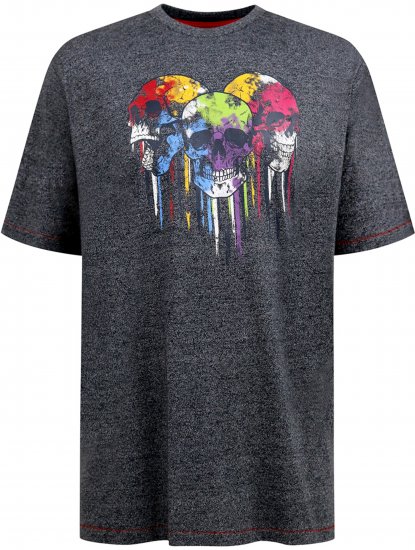 D555 Coalville T-Shirt Skulls with Colored Drips Navy Twist - T-shirts - T-shirts Homme Grande Taille