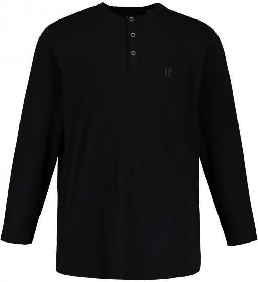 JP1880 Henley T-Shirt Long Sleeve Black TALL - VÊTEMENTS HOMME MT-6XLT - Vêtements Tall Homme