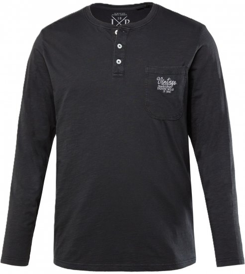 JP1880 T-Shirt Henley Long Sleeve Black TALL - VÊTEMENTS HOMME MT-6XLT - Vêtements Tall Homme