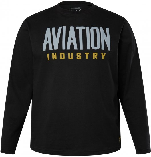 JP1880 T-Shirt Long Sleeve Aviation Black TALL - VÊTEMENTS HOMME MT-6XLT - Vêtements Tall Homme