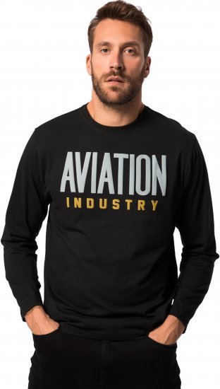JP1880 T-Shirt Long Sleeve Aviation Black TALL - VÊTEMENTS HOMME MT-6XLT - Vêtements Tall Homme