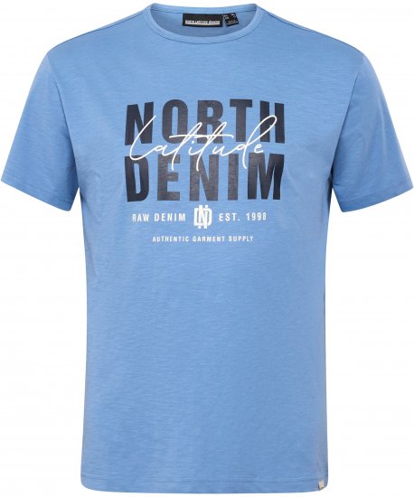 North Latitude Denim Printed Logo T-Shirt Dusty Blue TALL - TALL T-shirts - 