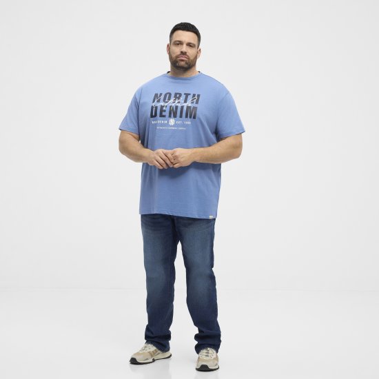 North Latitude Denim Printed Logo T-Shirt Dusty Blue TALL - TALL T-shirts - 